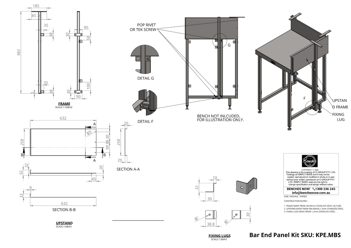 Bar End Panel Kit – Benches Now